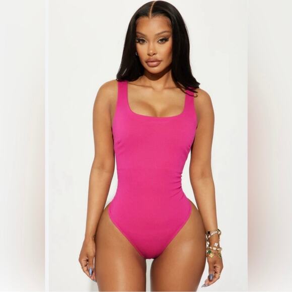 NWOT naked wardrobe tank sculpt bodysuit women hot pink raspberry small - Picture 1 of 8